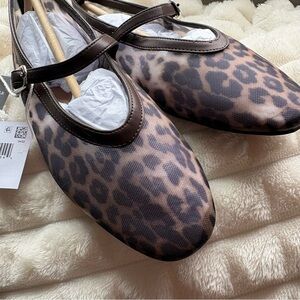 American Eagle Outfitters Mesh Leopard Print Mary Jane Flats NWT Size 8